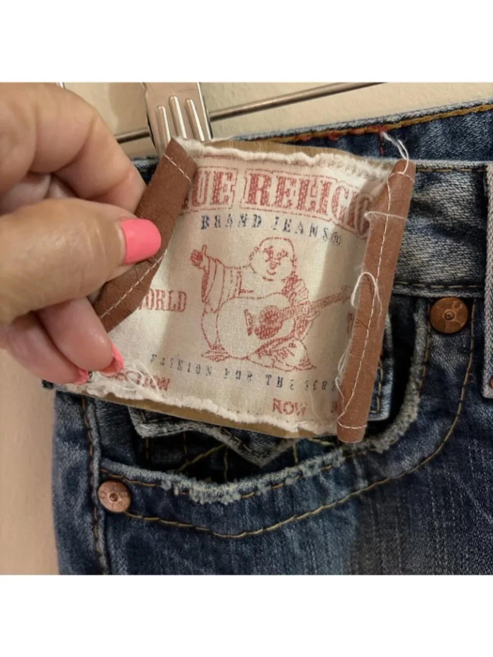 Vtg Y2K True Religion Joey Flare Jeans Low Rise Women's Size 27 Flap Pockets NWT